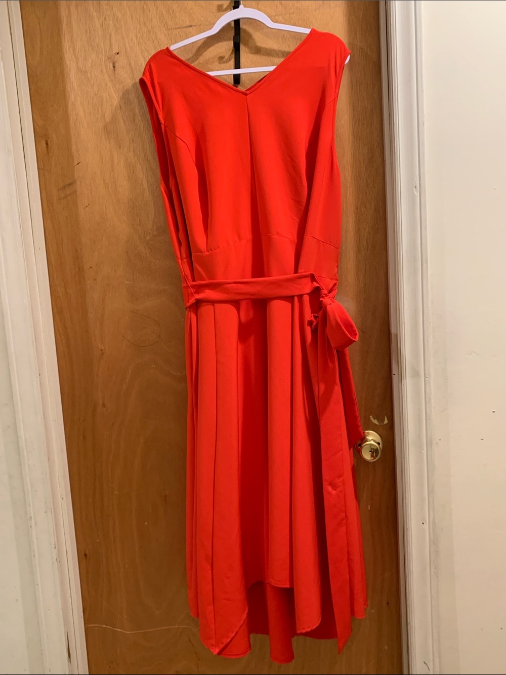 Lane Bryant Vibrant Red V-Neck Maxi Dress with Waist Tie